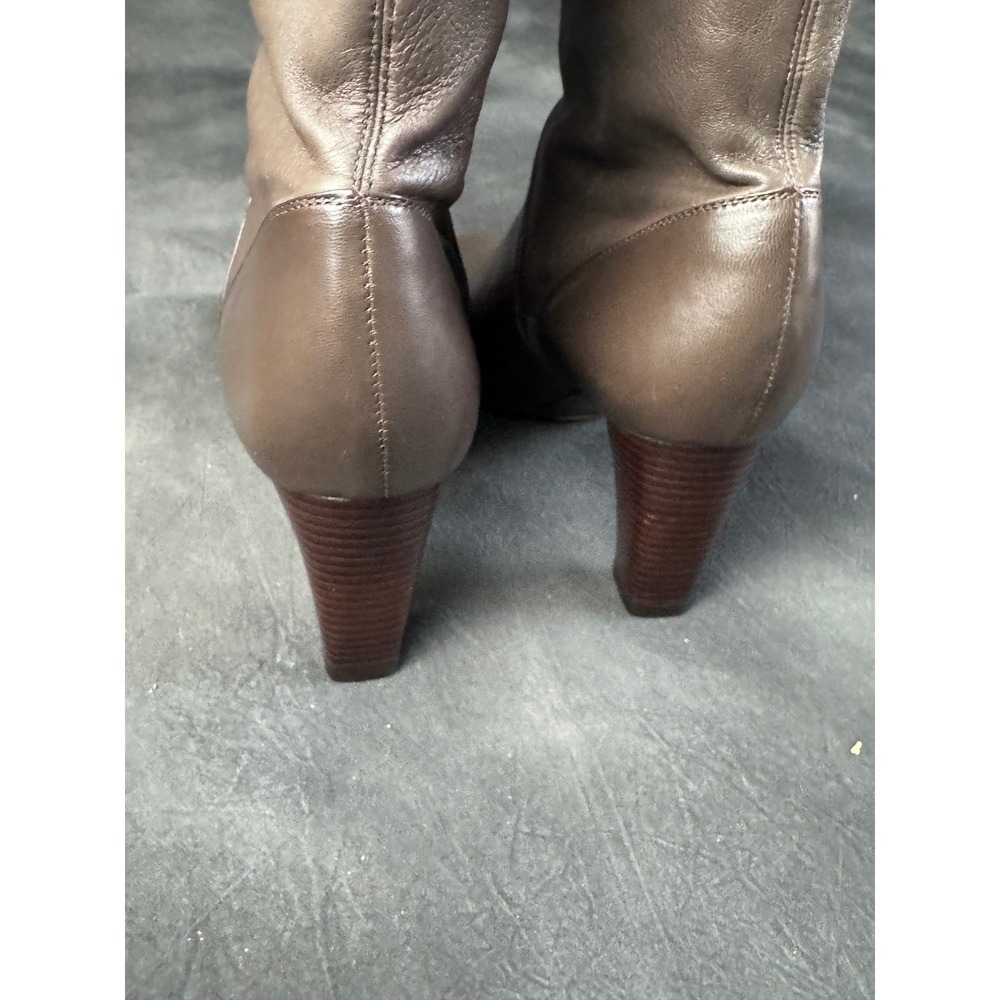 Cole Haan Boots 8B Taupe Brown Leather Knee High Tall Block Heel Womens - Picture 7 of 11